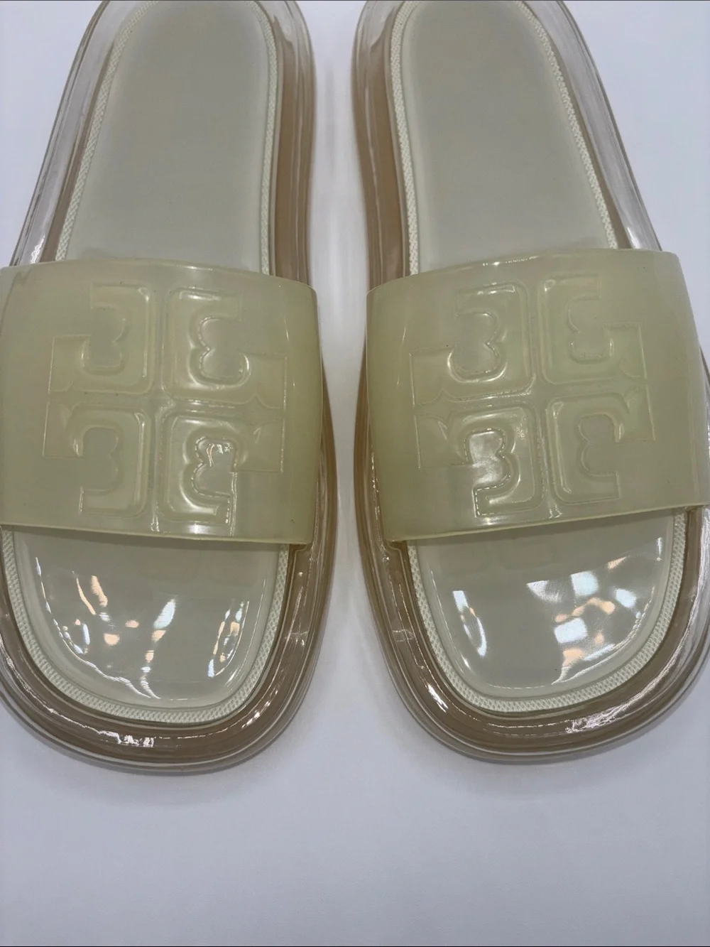 Tory Burch Cream/Clear Jelly Slide Sandals